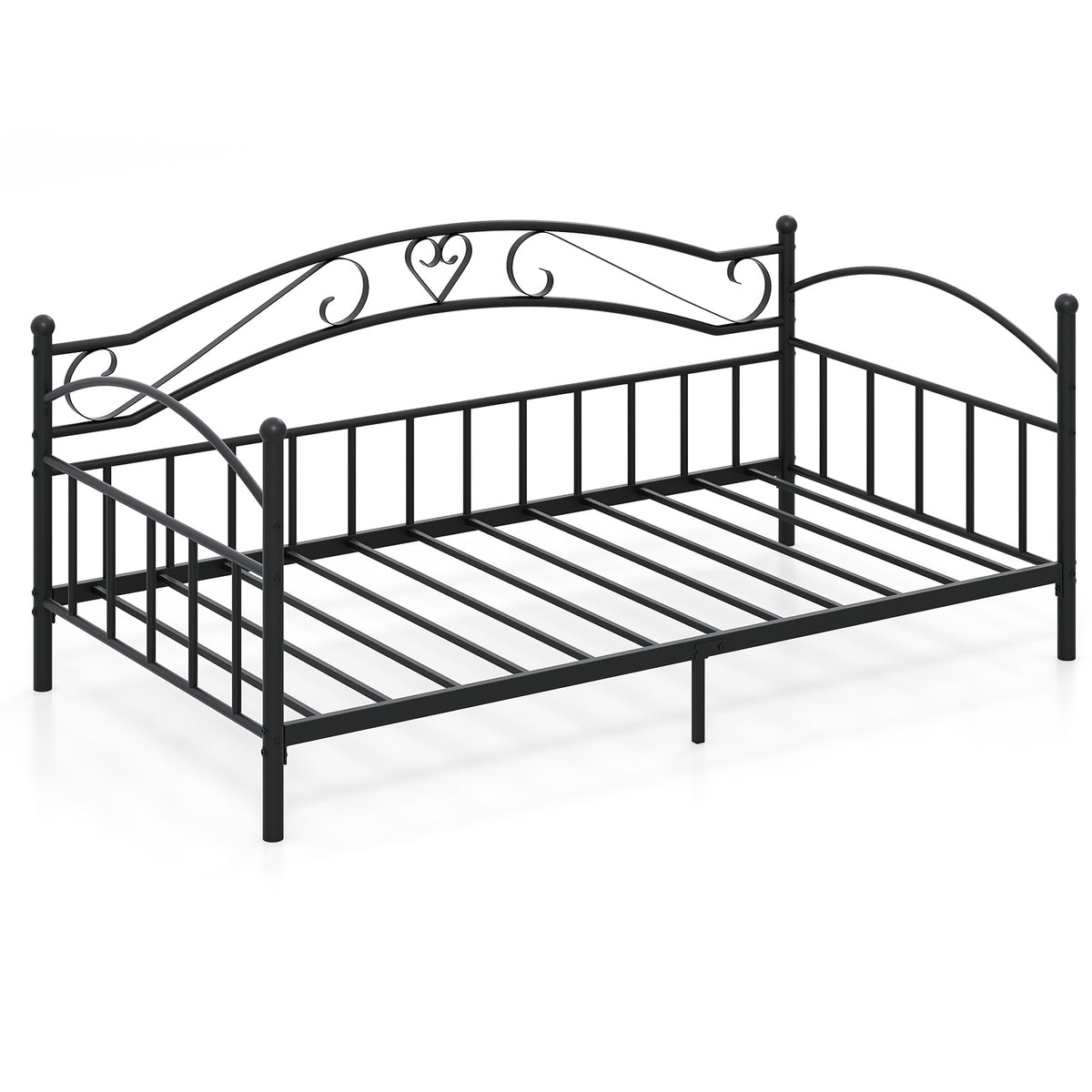 Twin Size Metal Daybed Frame with Headboard for Bedroom