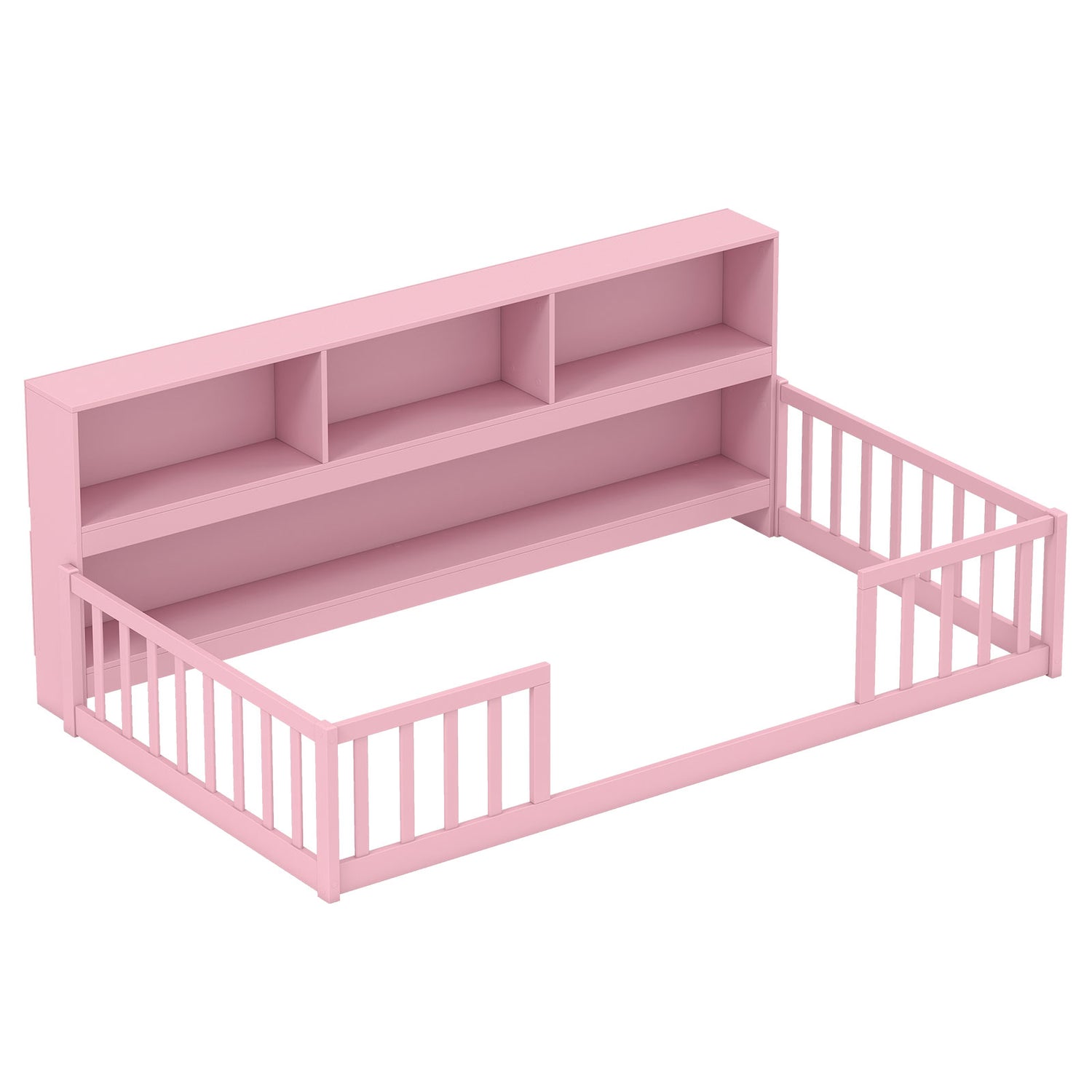 Twin Size Montessori Floor Bed with Bookcase
