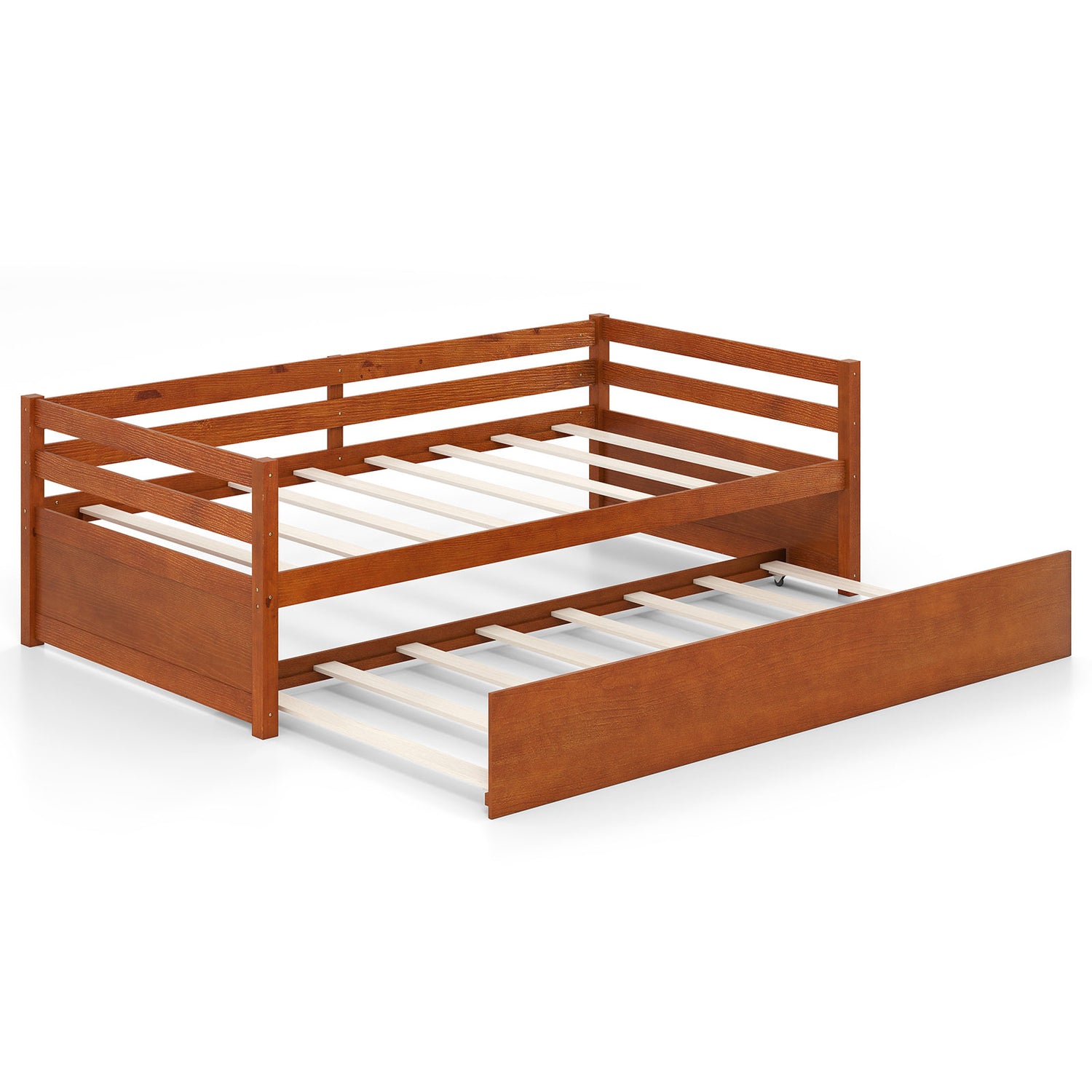 Twin Size Wooden Slat Trundle Platform