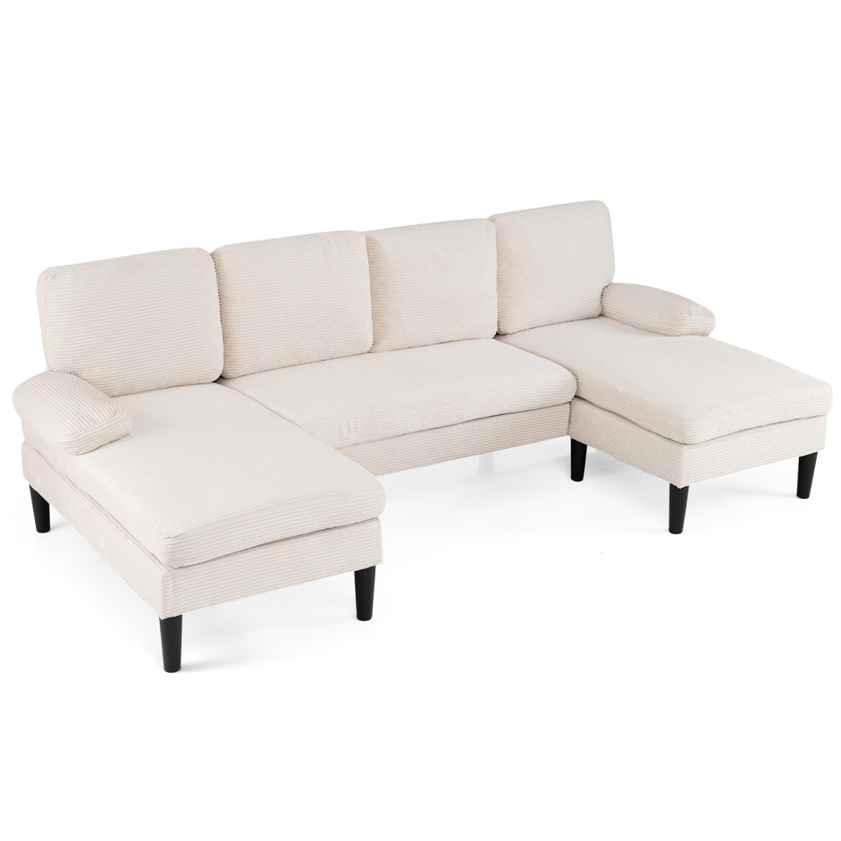 U-shaped Sectional Couch with Double Chaise for Living Room