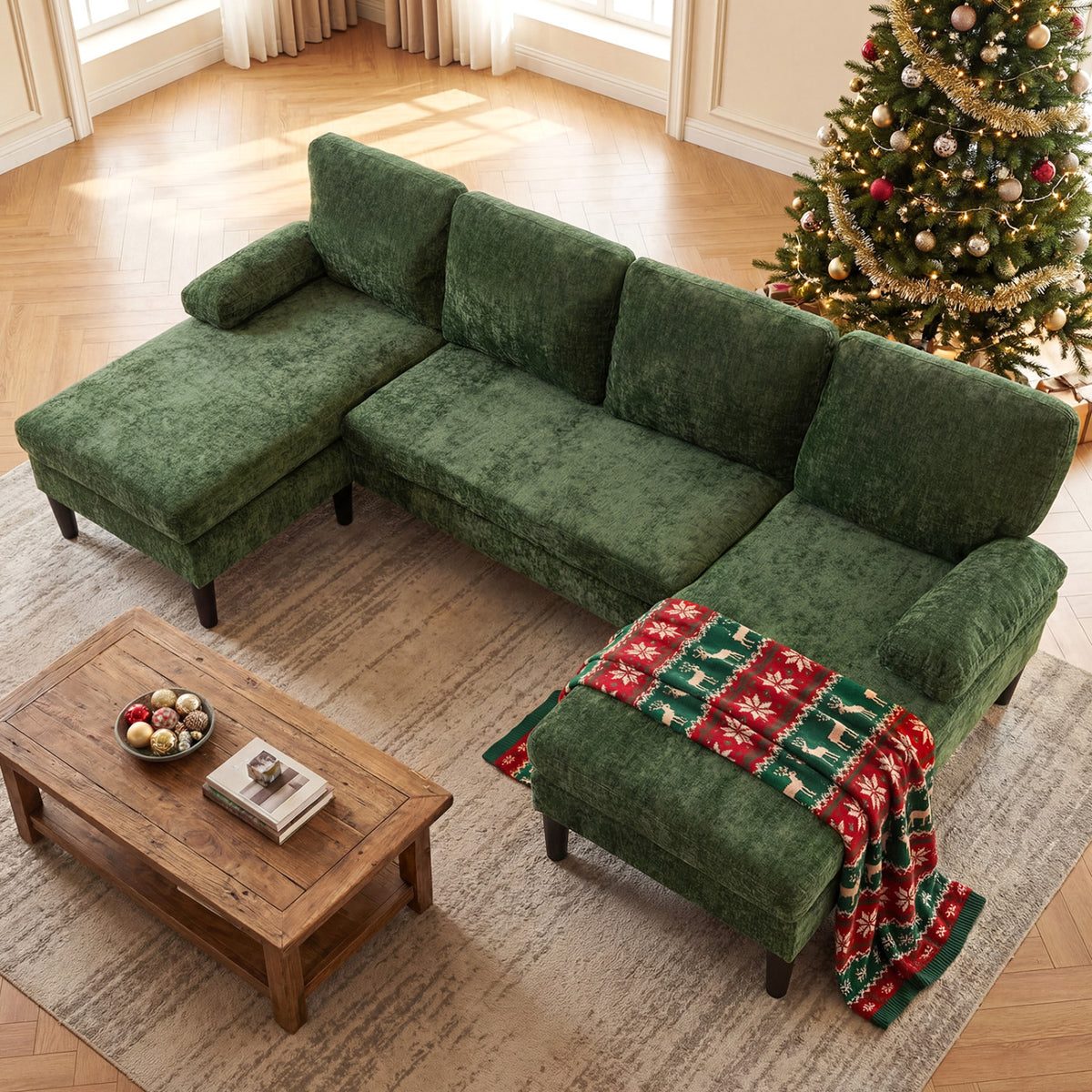U-shaped Sectional Couch with Double Chaise for Living Room