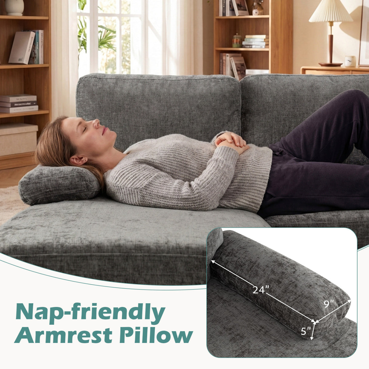 U-shaped Sectional Couch with Double Chaise for Living Room