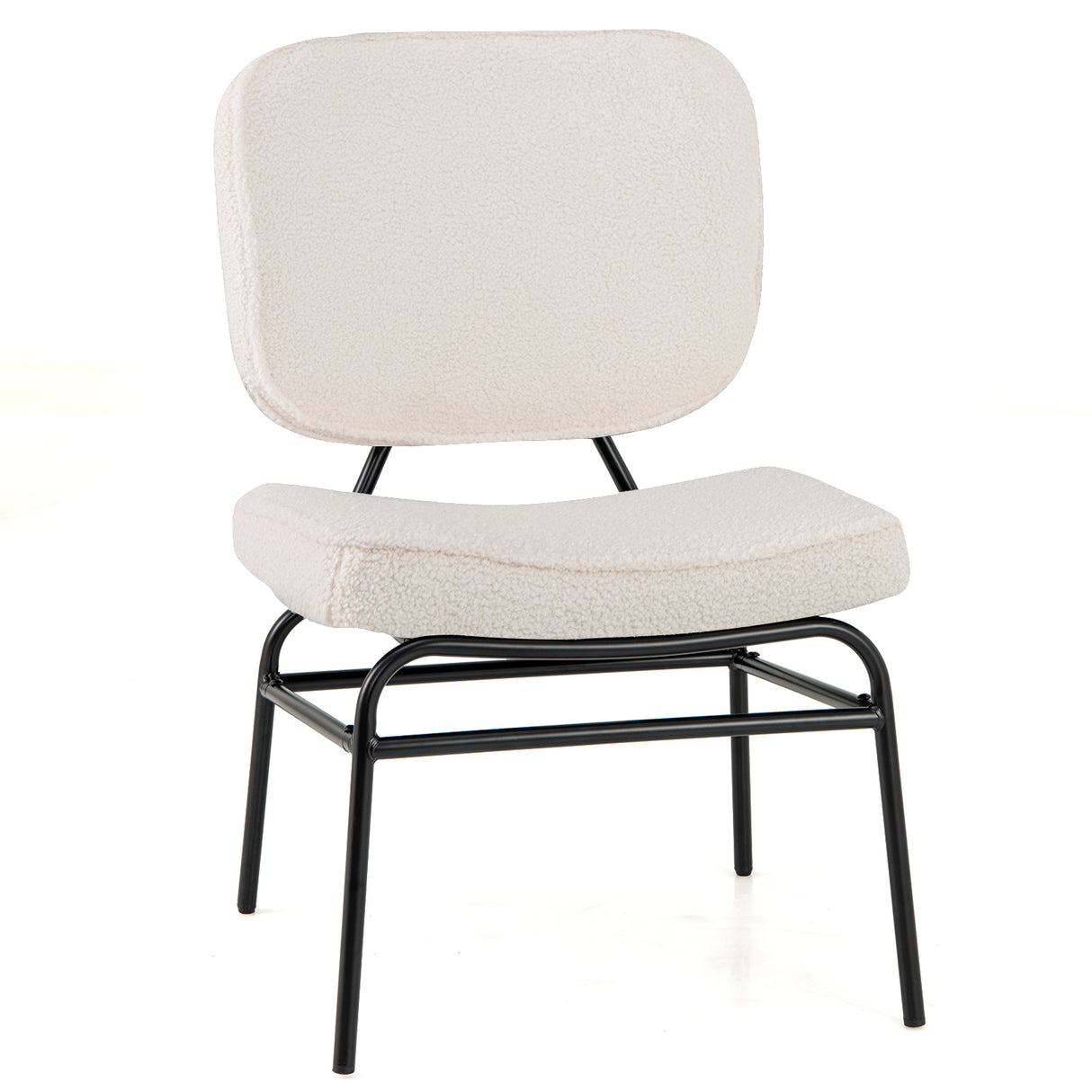 Upholstered Accent Chair Sherpa Reading Chair with Sponge Padding