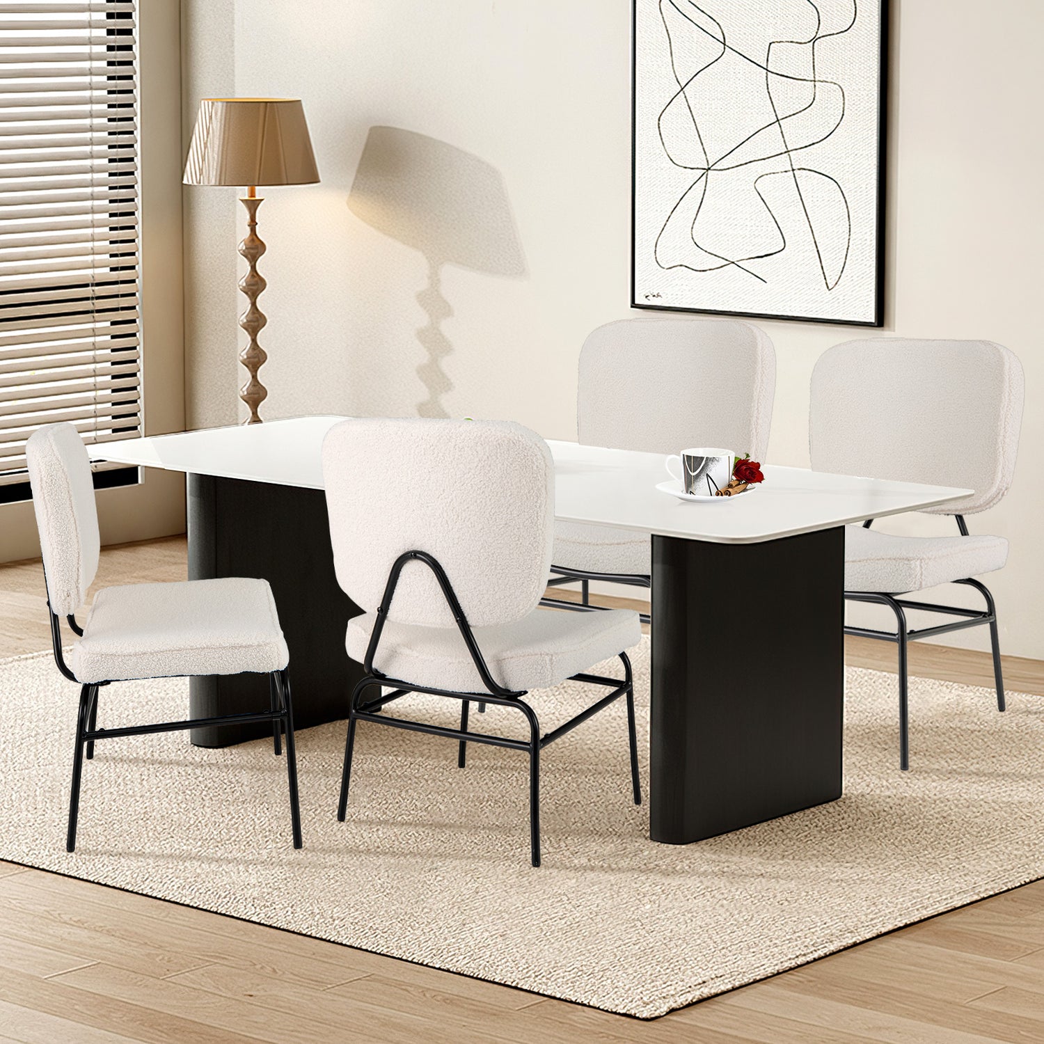 Upholstered Accent Chair Sherpa Reading Chair with Sponge Padding