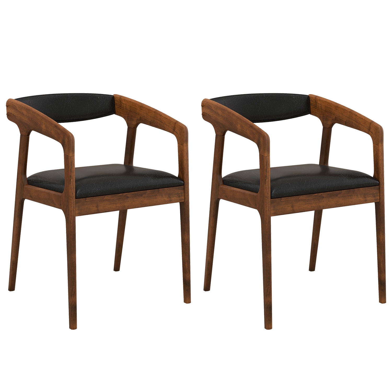 Upholstered Armchairs Set of 2 with Cozy Backrest and Padded Seat Cushion-Brown