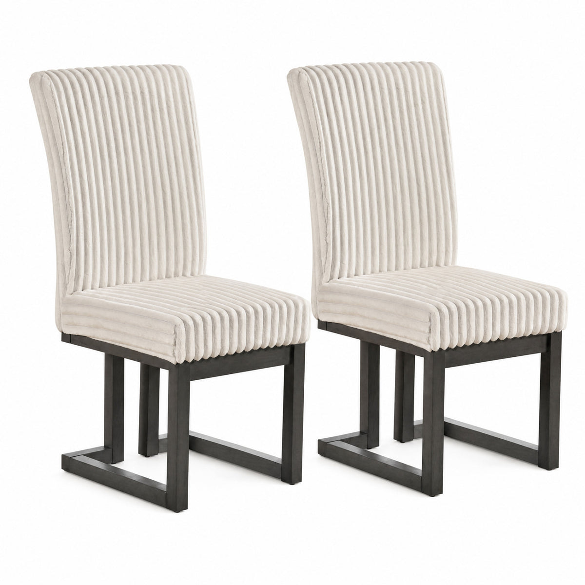Upholstered Dining Chairs Set of 2 with Rubber Wood Legs and Padded Seat for Dining Room