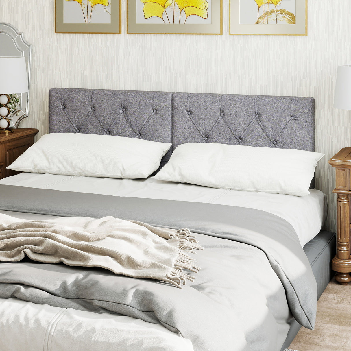 Upholstered Headboard for Twin Size Bed with Fabric Upholstery