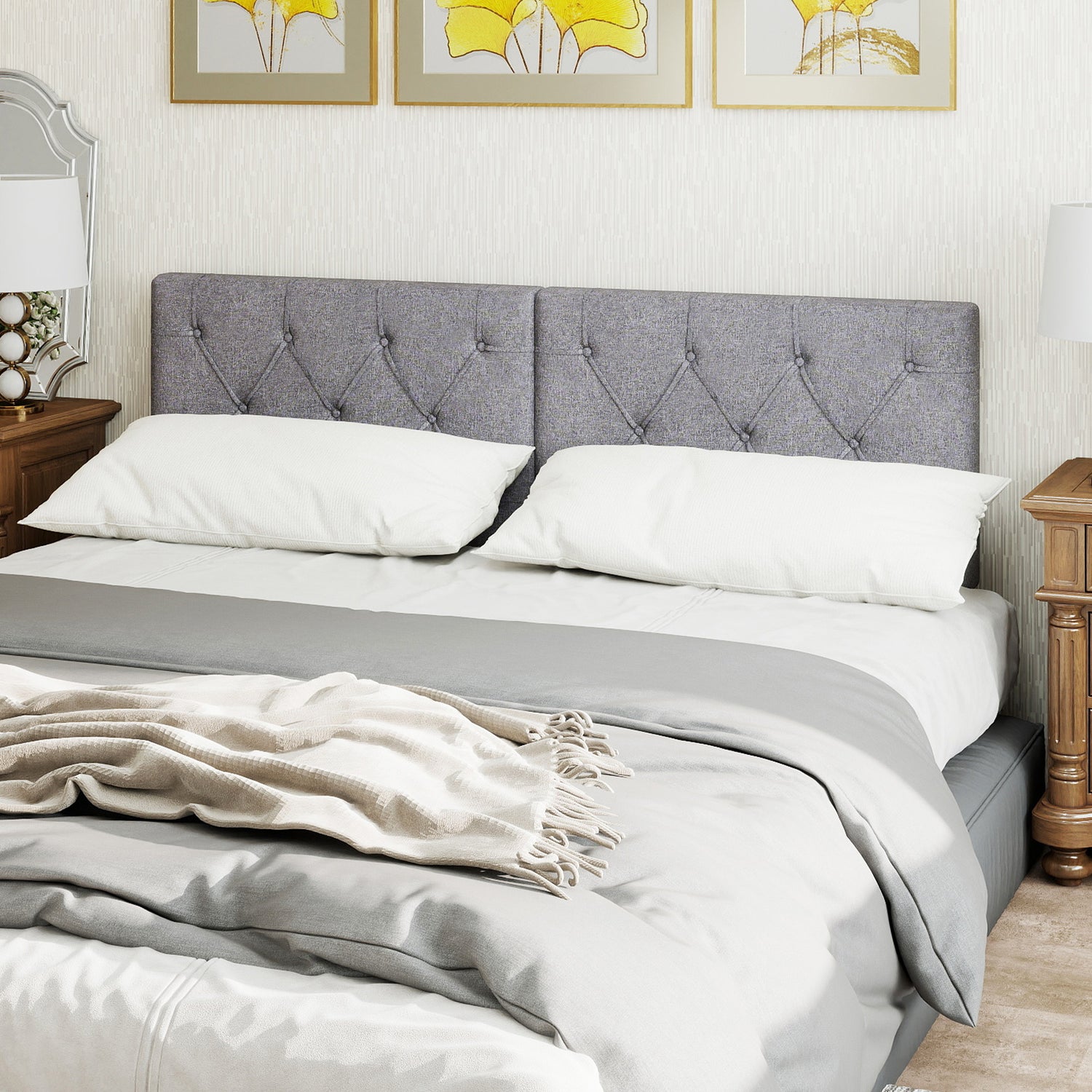Upholstered Headboard for Twin Size Bed with Fabric Upholstery