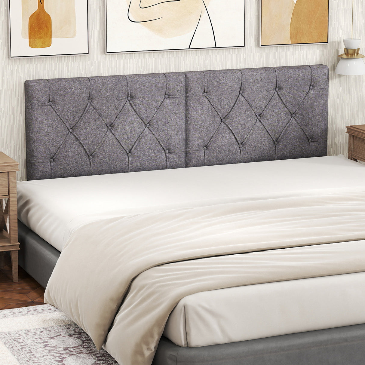 Upholstered Headboard for Twin Size Bed with Fabric Upholstery