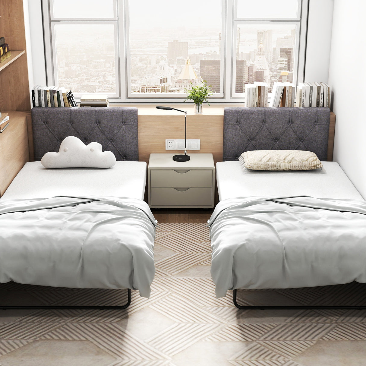 Upholstered Headboard for Twin Size Bed with Fabric Upholstery