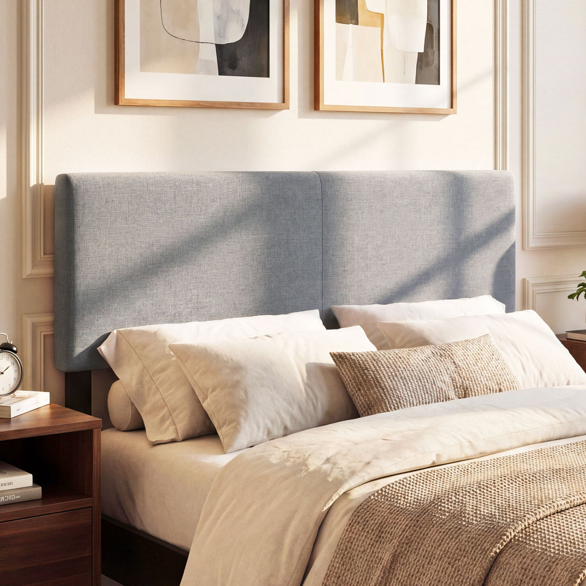 Upholstered Headboard Queen/Full Size Vertical Quilted Linen Fabric Bed Frame Mount Panel