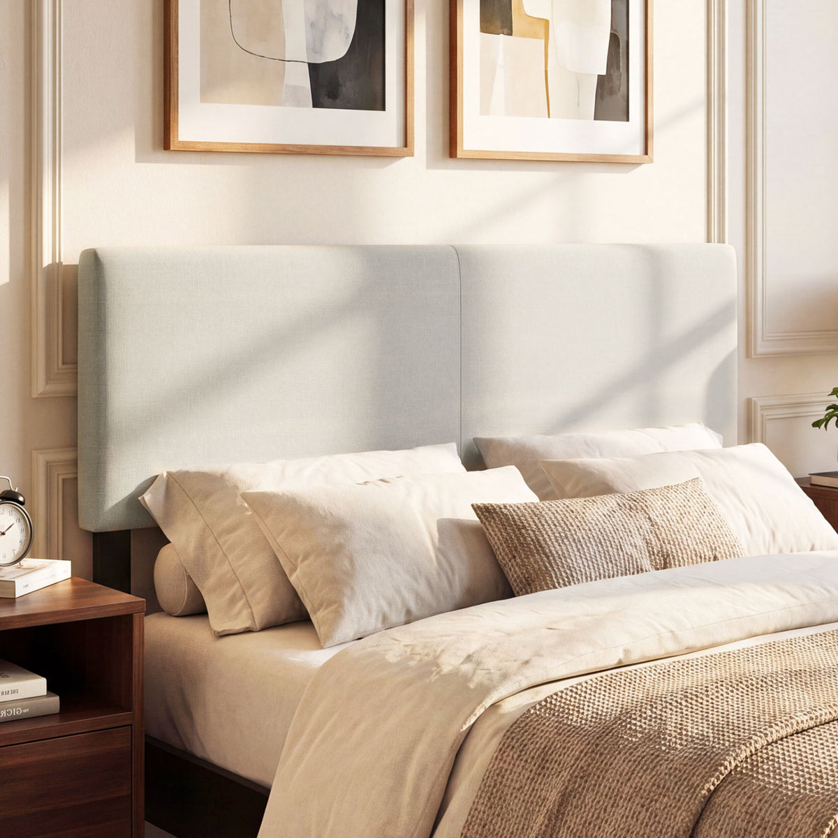 Upholstered Headboard Queen/Full Size Vertical Quilted Linen Fabric Bed Frame Mount Panel