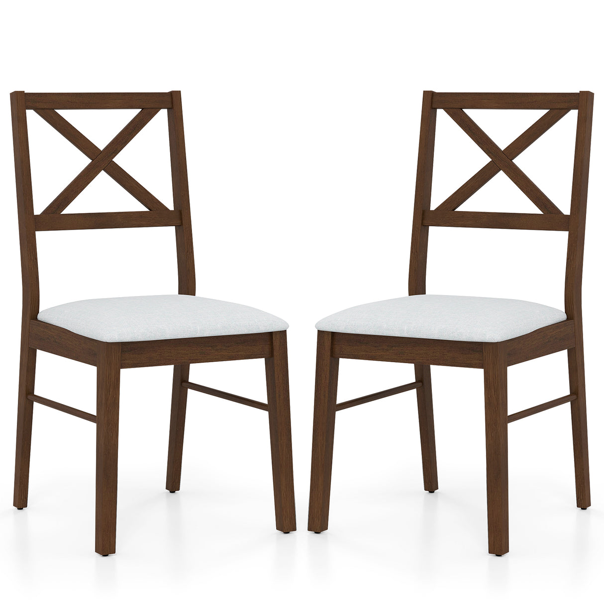 Upholstered Side Dining Chairs Set of 2 with Rubber Wood Frame