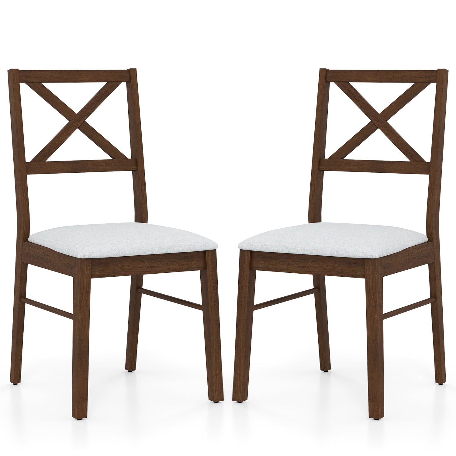 Upholstered Side Dining Chairs Set of 2 with Rubber Wood Frame
