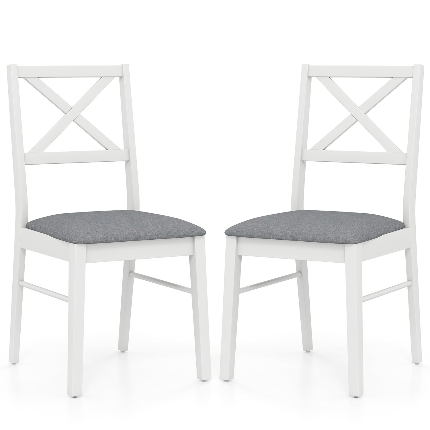 Upholstered Side Dining Chairs Set of 2 with Rubber Wood Frame