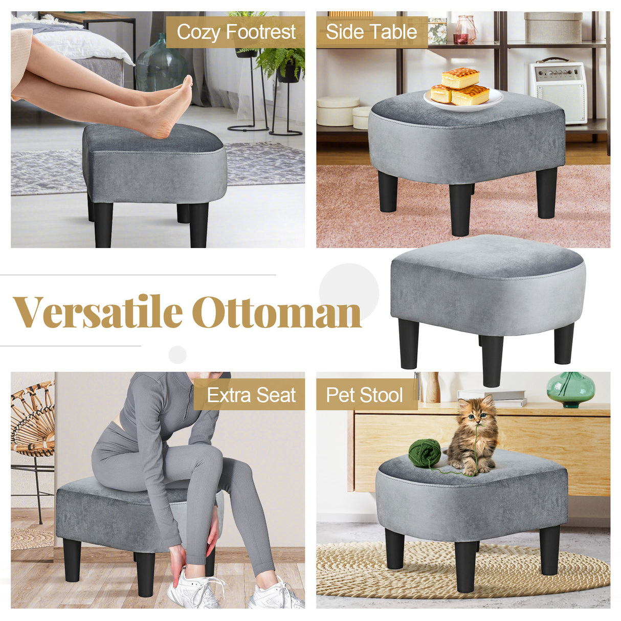 Upholstered Teddy Velvet Club Barrel Chair with Ottoman with Footrest
