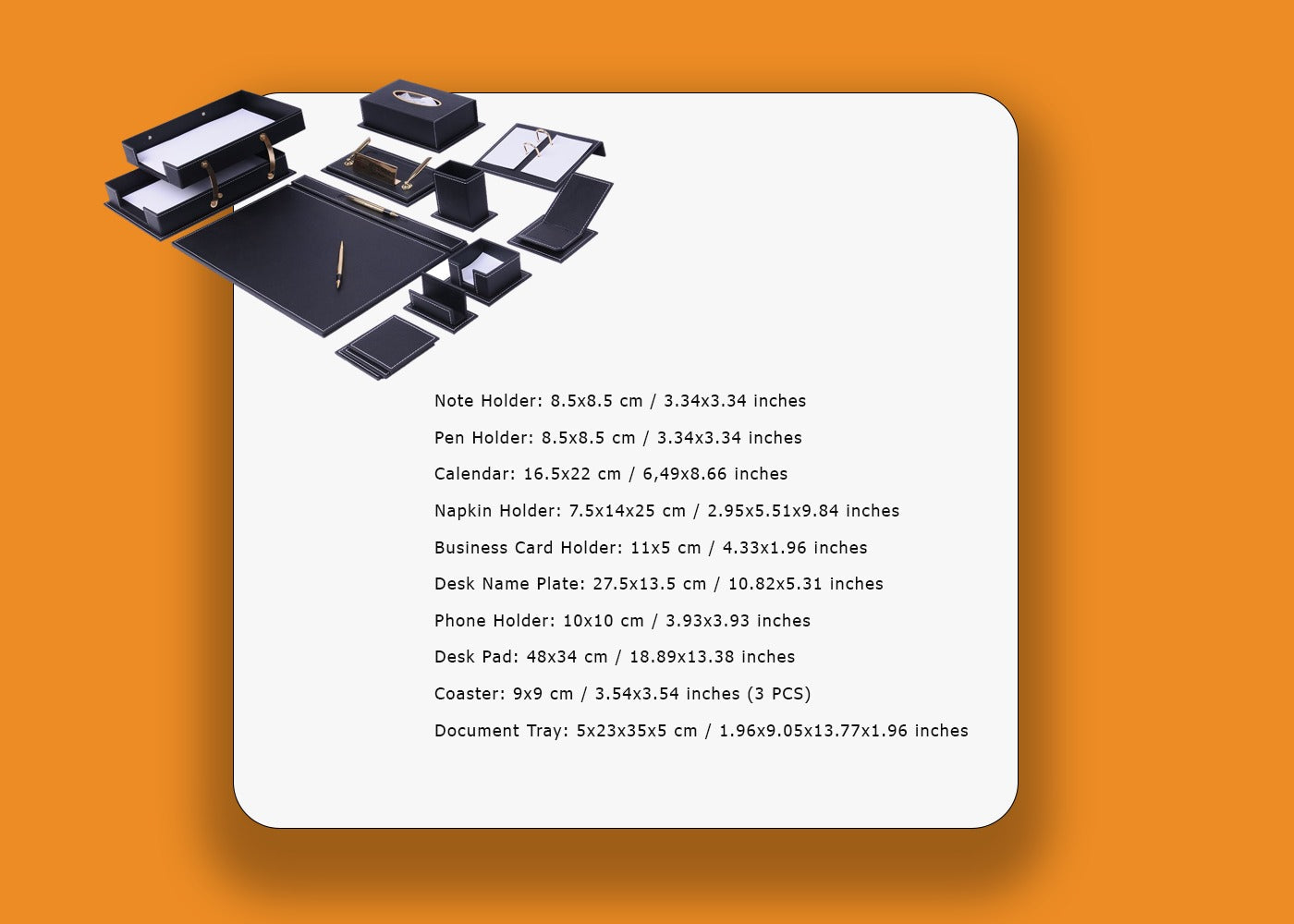 MOOG Luxury Desk Set - Office Desk Organizer - Desk Storage - Leather Coaster - Desk accessories - 14 PCS