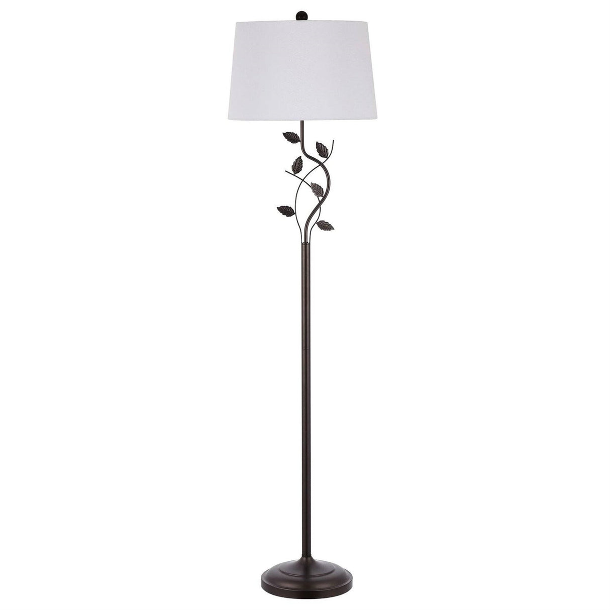 Vine Leaves Floor Lamp in Bronze Finish with White Shade
