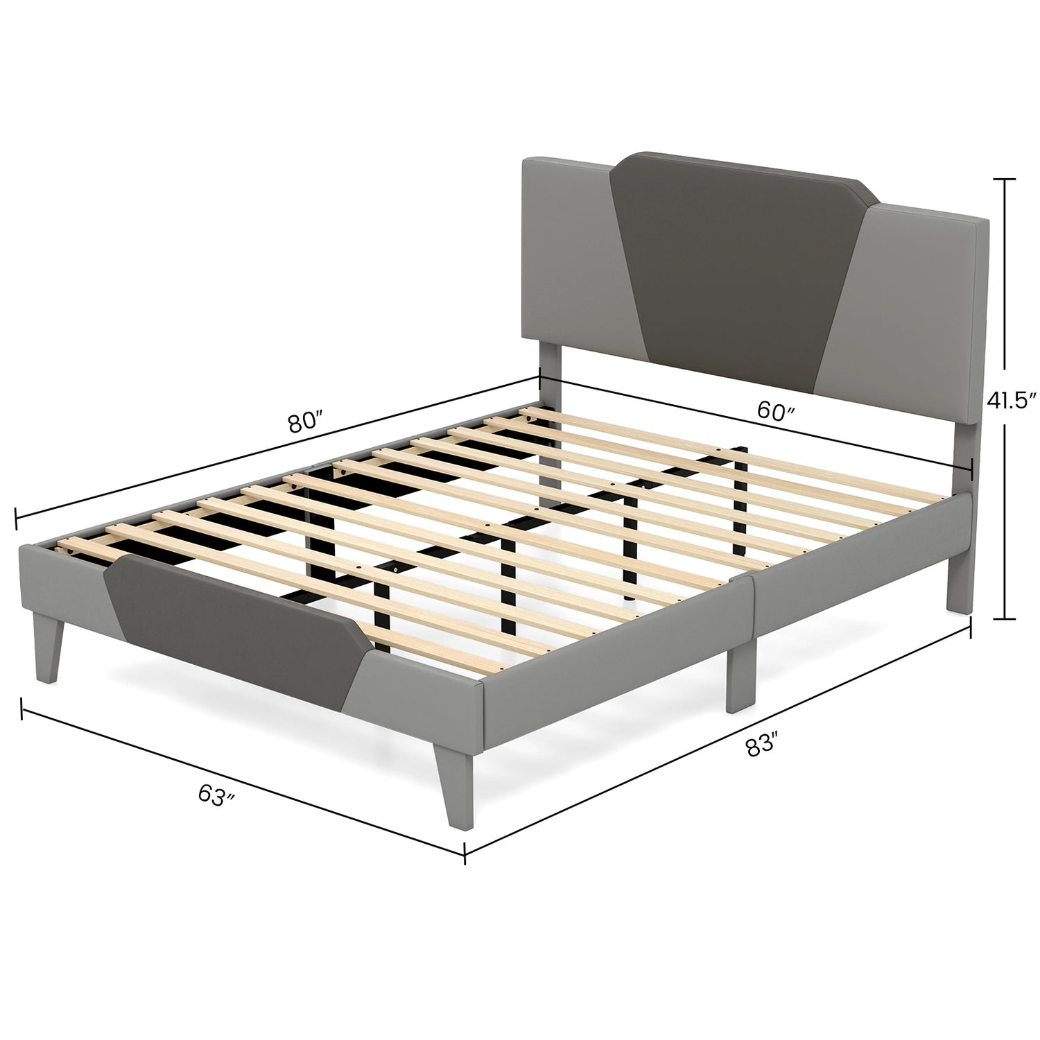 Full/Queen/Twin Velvet Upholstered Bed Frame with High Headboard