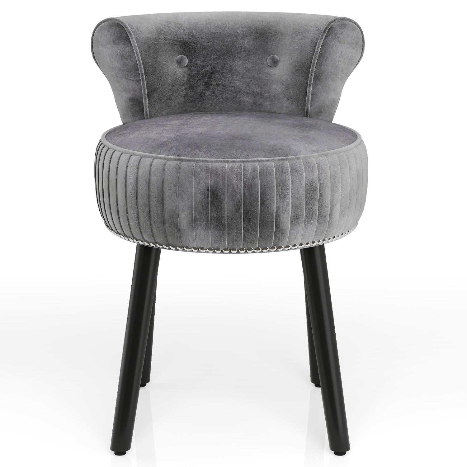 Velvet Vanity Chair with Back Upholstered Vanity Stool with Tufted Low Back and Solid Wood Legs