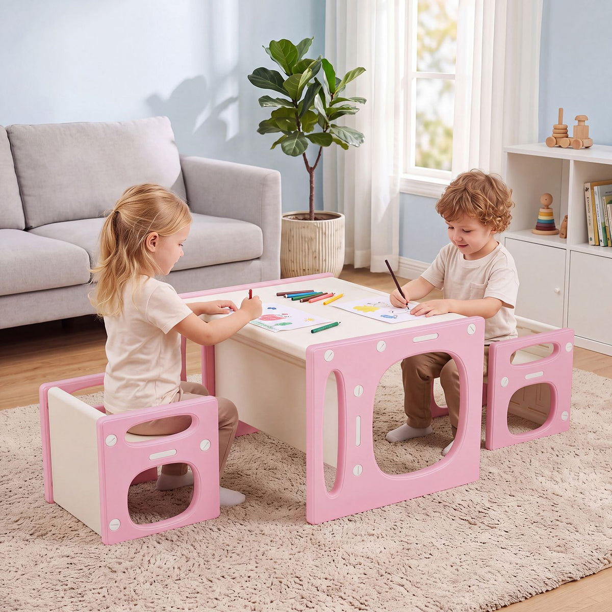 Versatile Kids Table and Chairs Set for Toddlers Ages 1-5