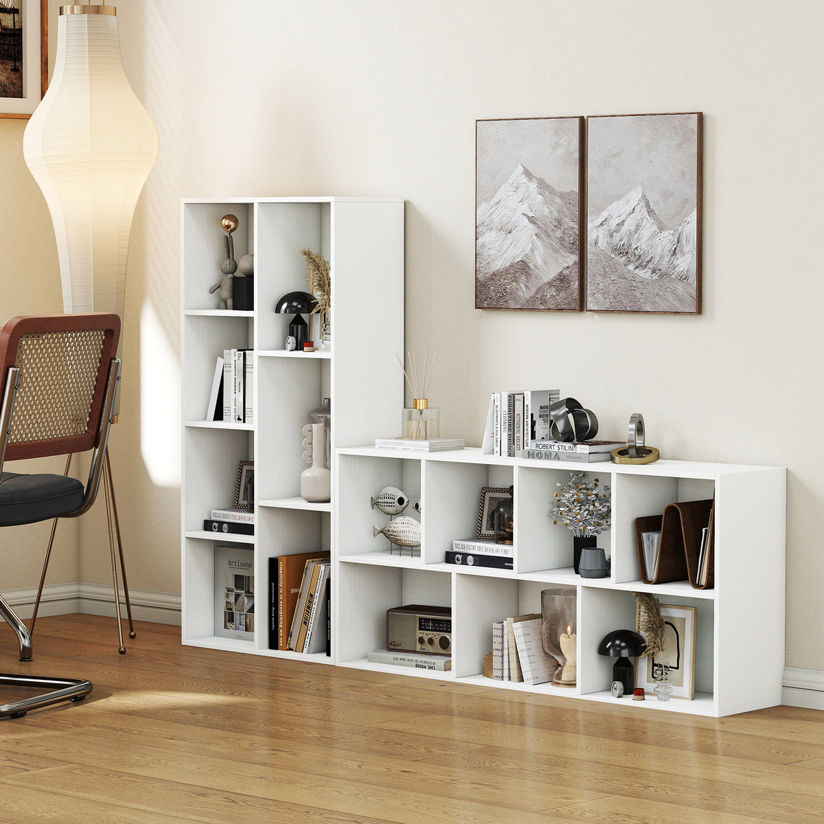 Vertical or Horizontal Freestanding Bookshelf with 7 Compartments