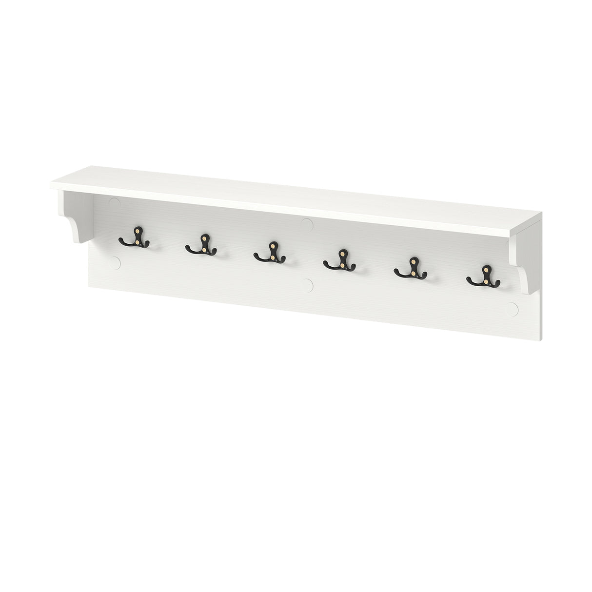 Wall Hooks with Shelf 31.5inch Wooden Coat Rack with 6 Hooks for Hats Towels Purses Robes