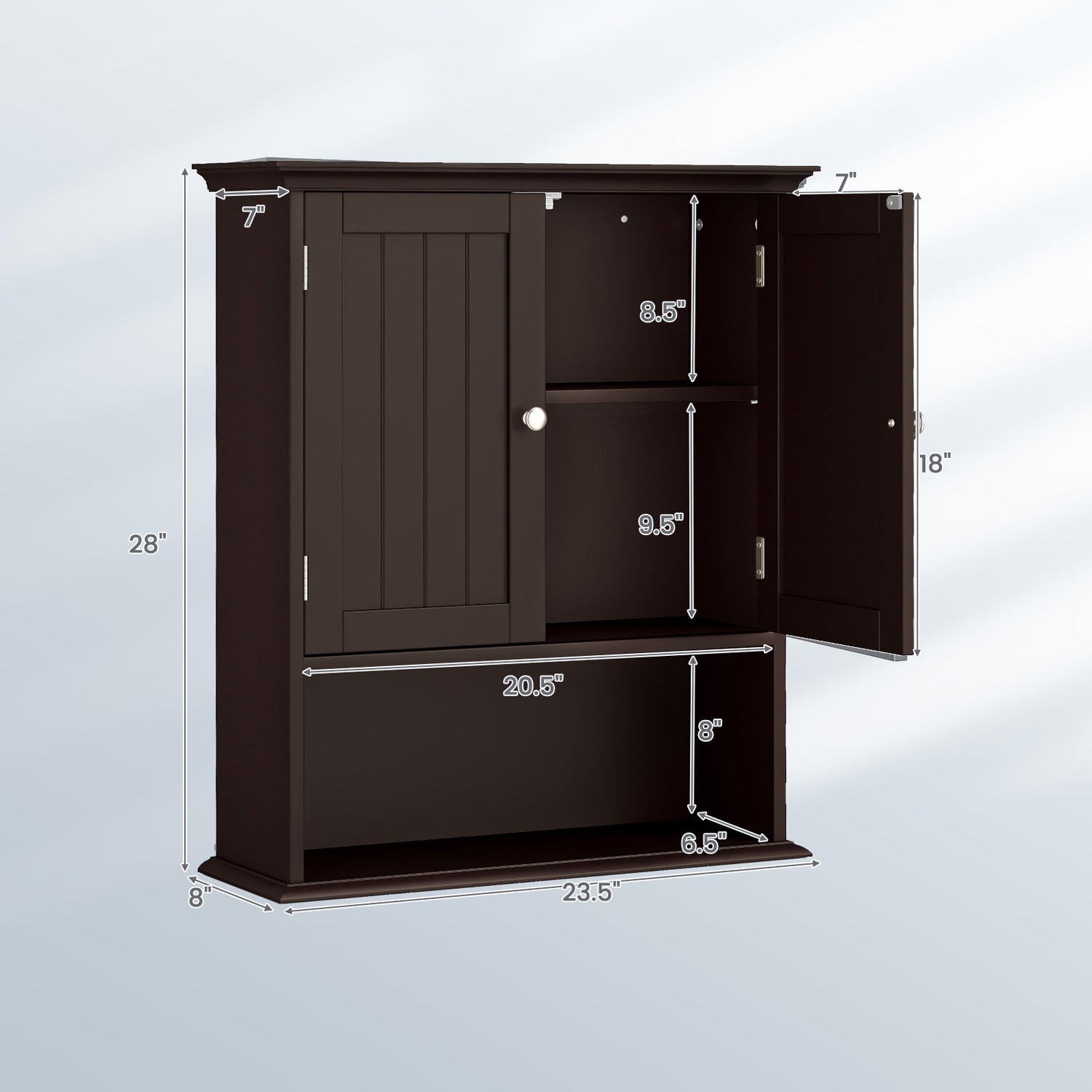 Wall Mount Bathroom Cabinet Storage Organizer with Doors and Shelves