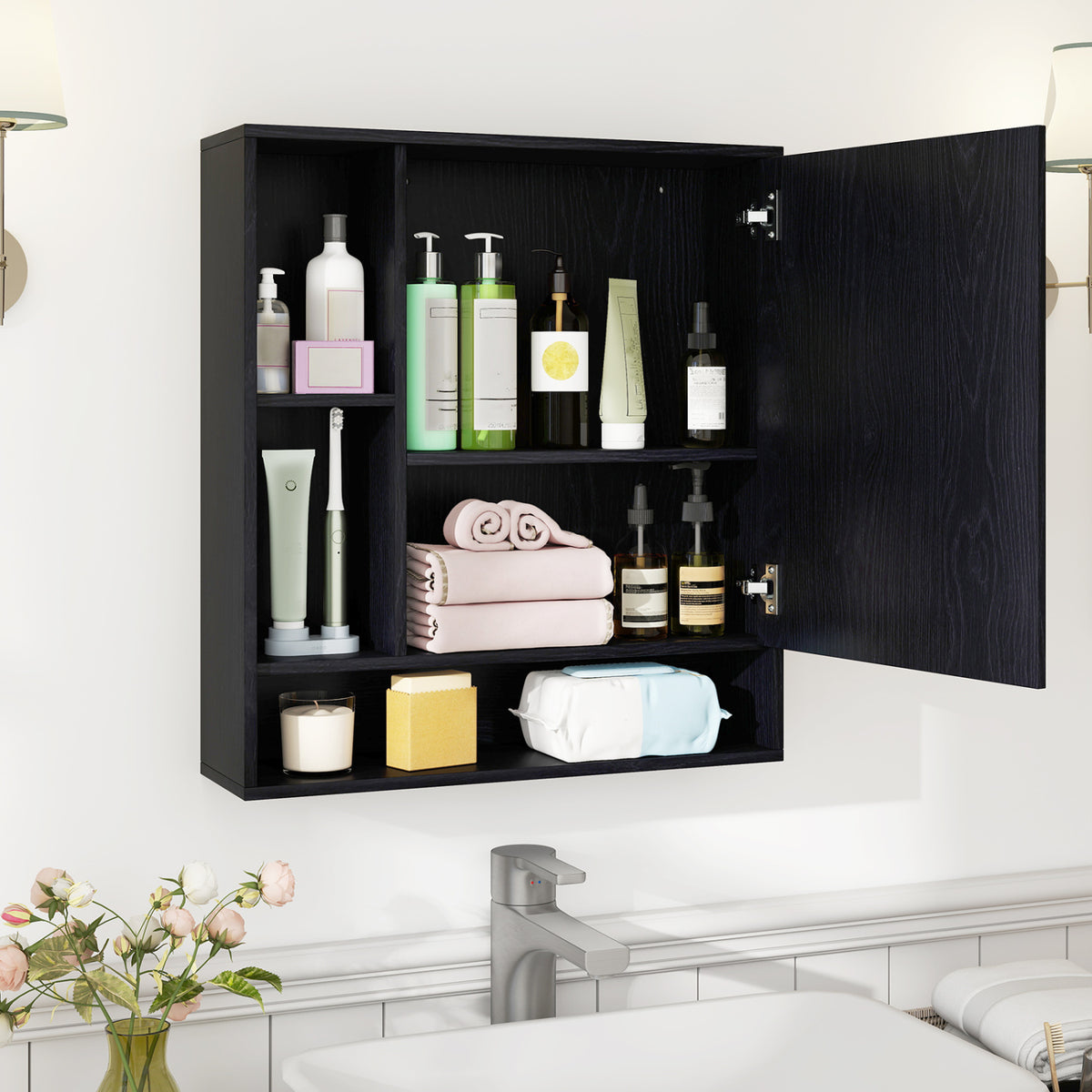 Wall Mounted Bathroom Cabinet with Mirror Single Door