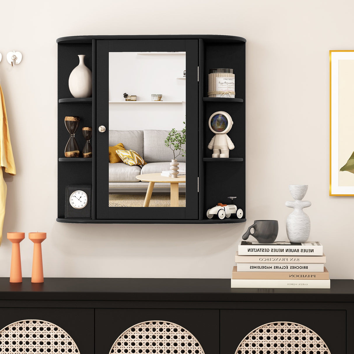 Multipurpose Mount Wall Mirror Bathroom Storage Cabinet