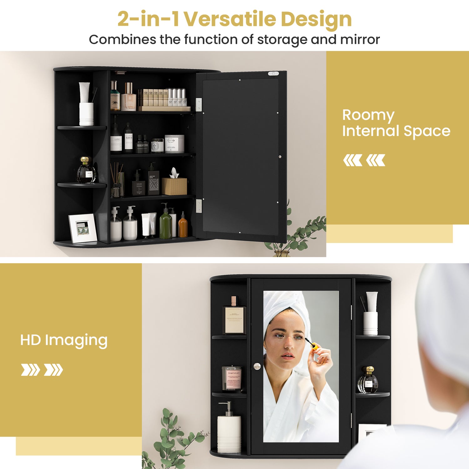 Multipurpose Mount Wall Mirror Bathroom Storage Cabinet