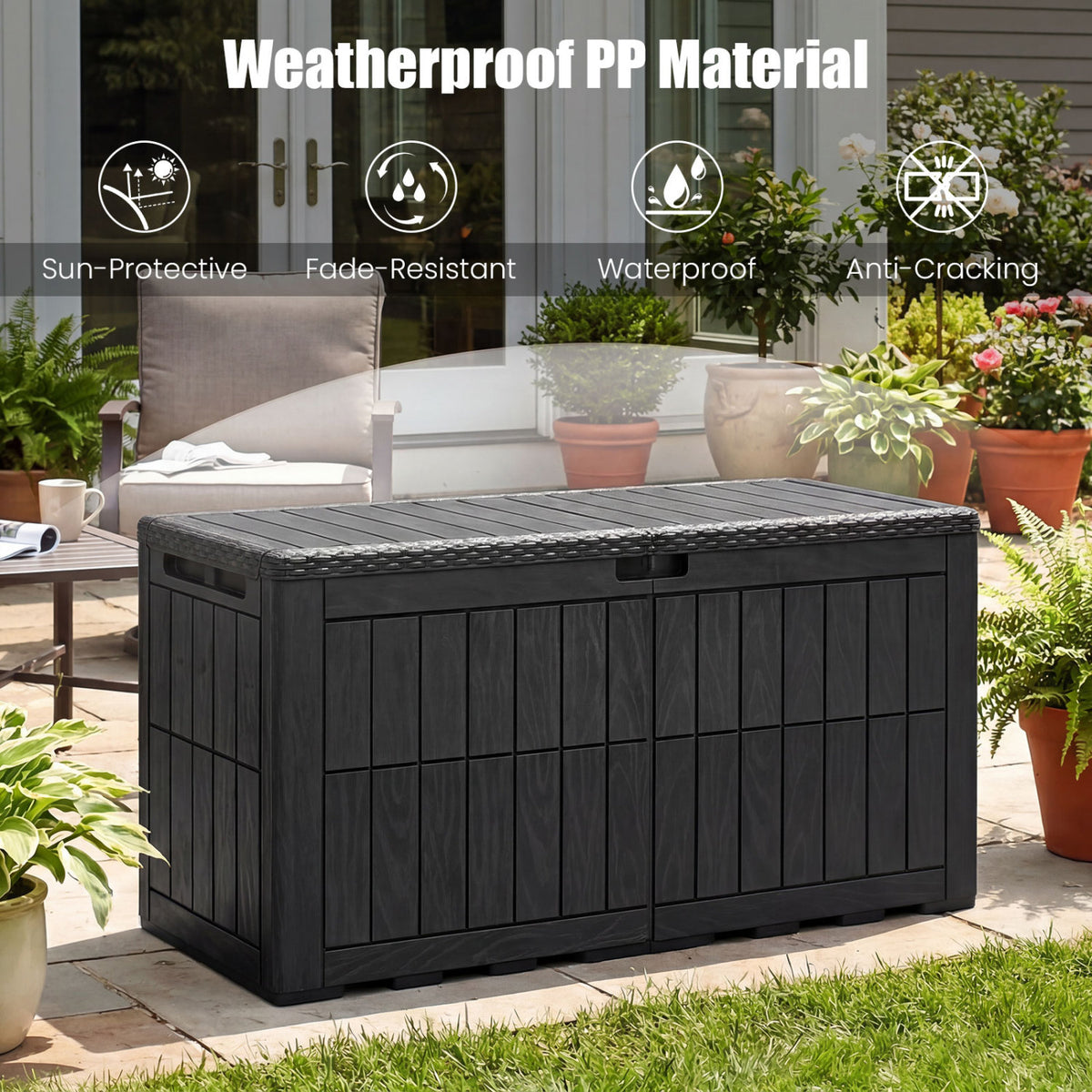 Waterproof Lockable Outdoor Deck Box for Tools Cushions Pool