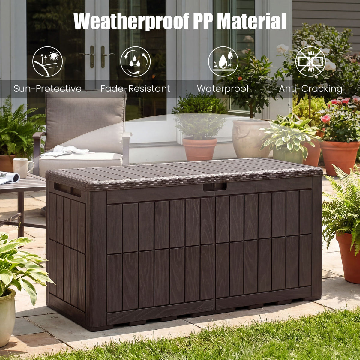 Waterproof Lockable Outdoor Deck Box for Tools Cushions Pool