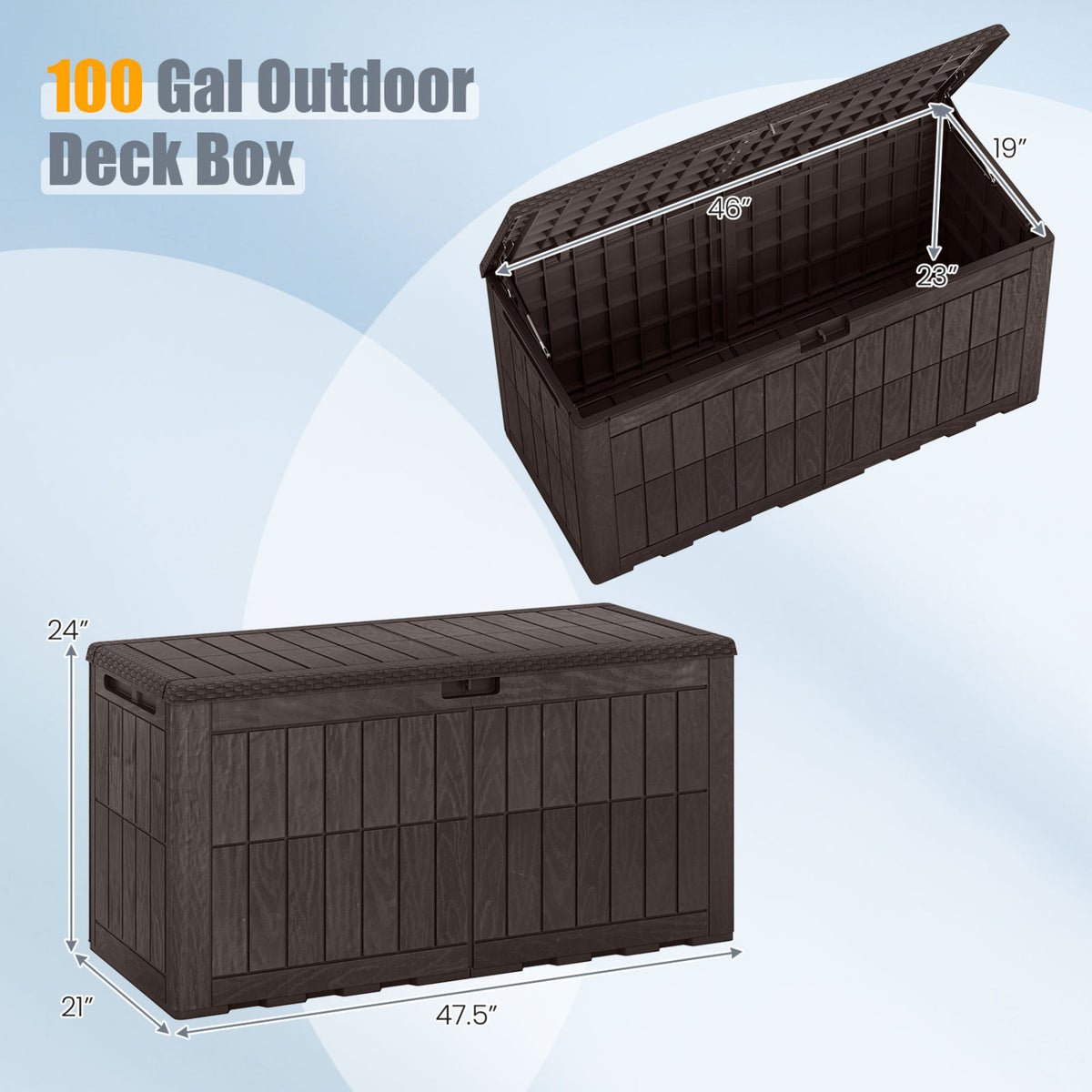 Waterproof Lockable Outdoor Deck Box for Tools Cushions Pool