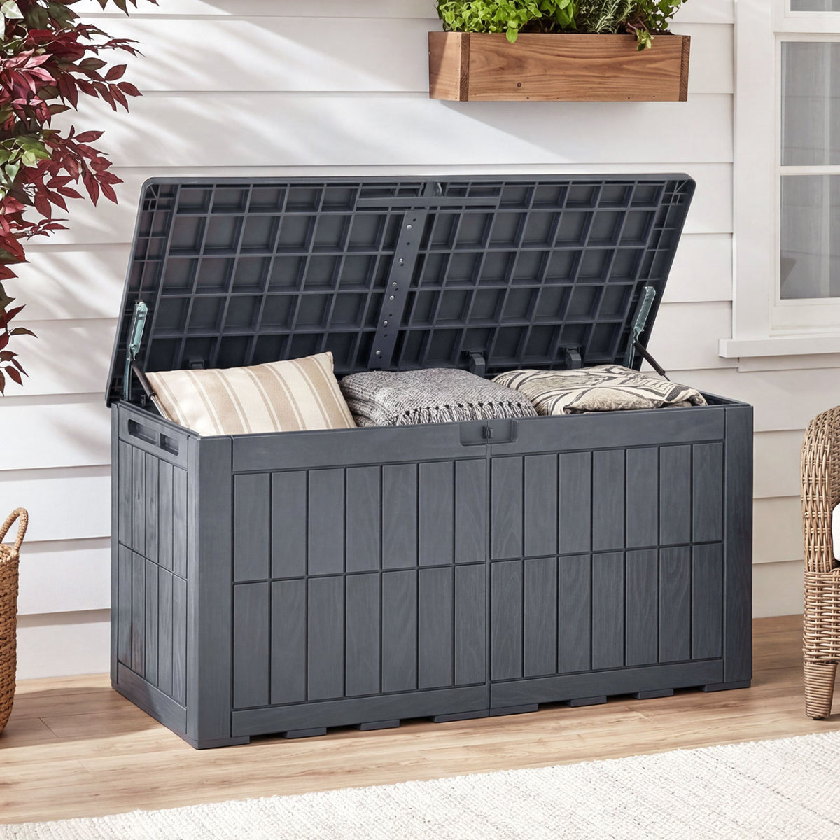 Waterproof Lockable Outdoor Deck Box for Tools Cushions Pool