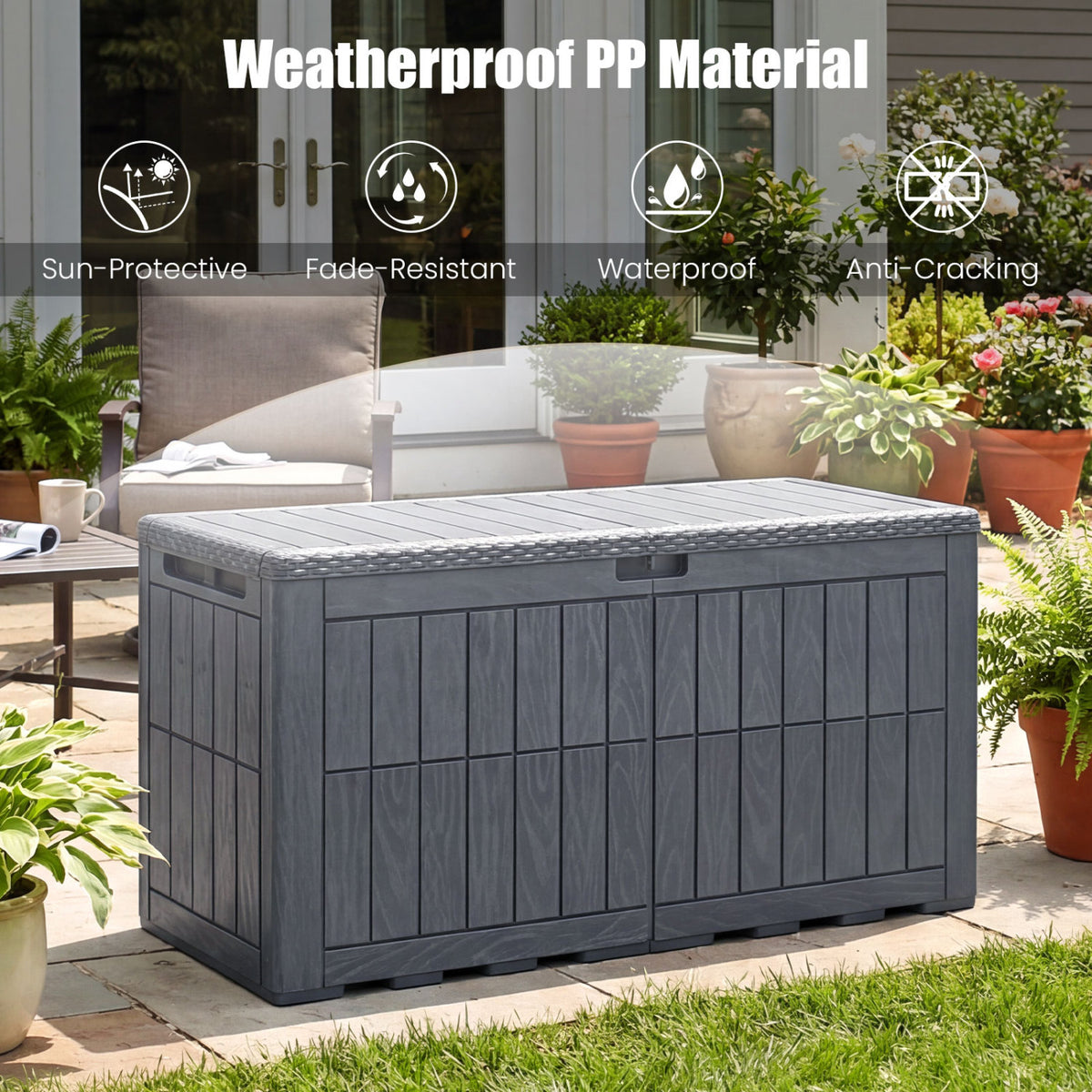 Waterproof Lockable Outdoor Deck Box for Tools Cushions Pool