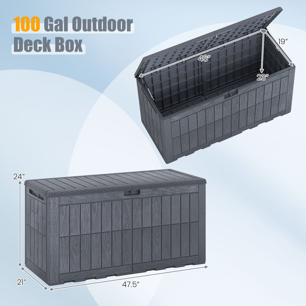 Waterproof Lockable Outdoor Deck Box for Tools Cushions Pool