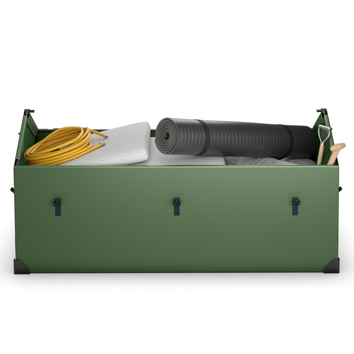 Waterproof Outdoor Storage Box with Ventilated Window Adjustable Snap-Green