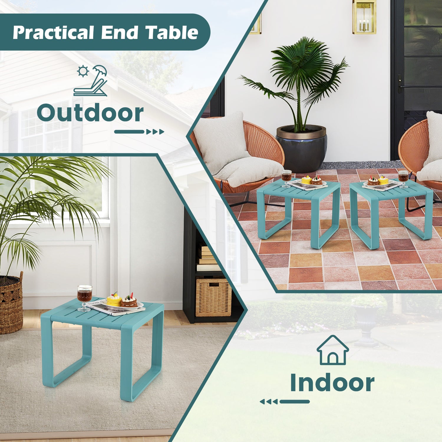 Weather Resistant Adirondack Outdoor Side Table Set of 2