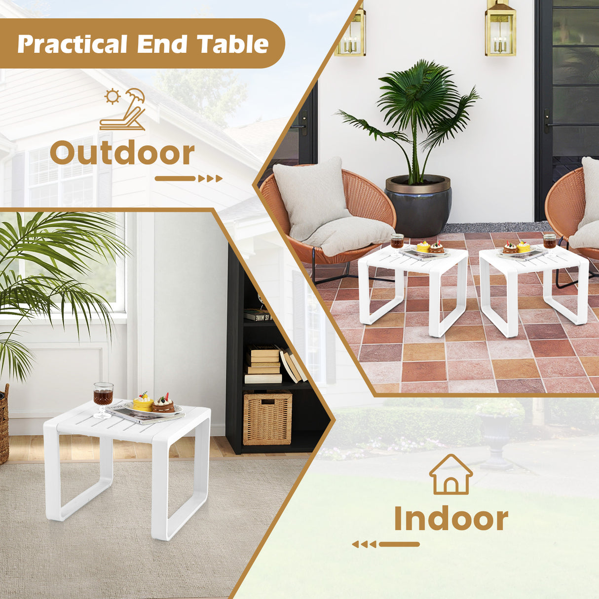 Weather Resistant Adirondack Outdoor Side Table Set of 2