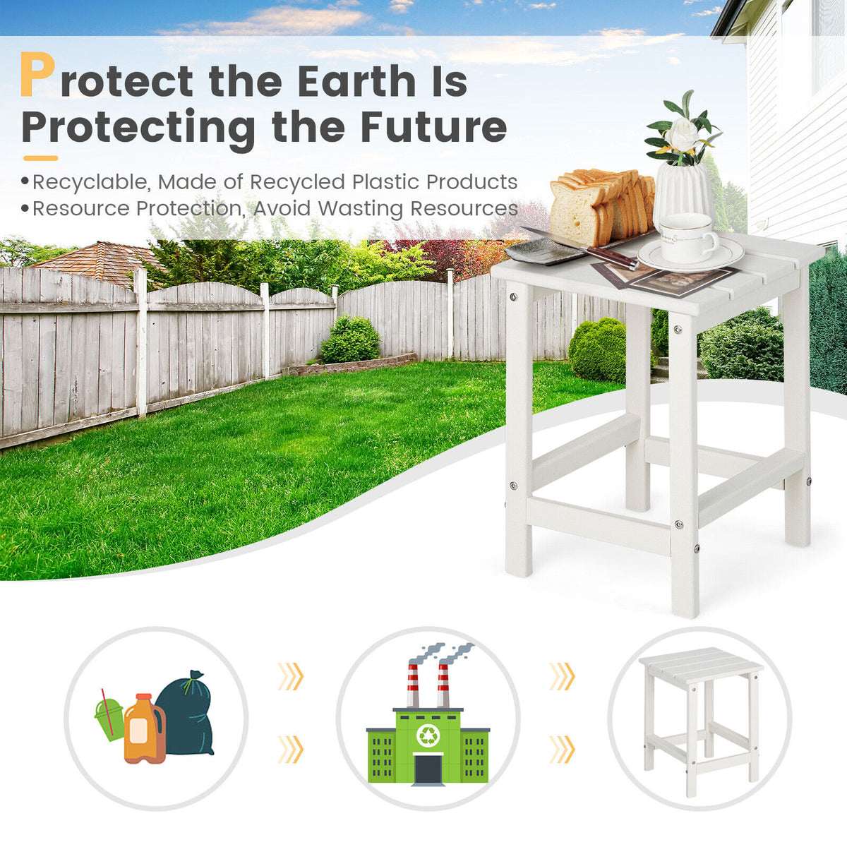 Square Weather-Resistant Adirondack Side Table