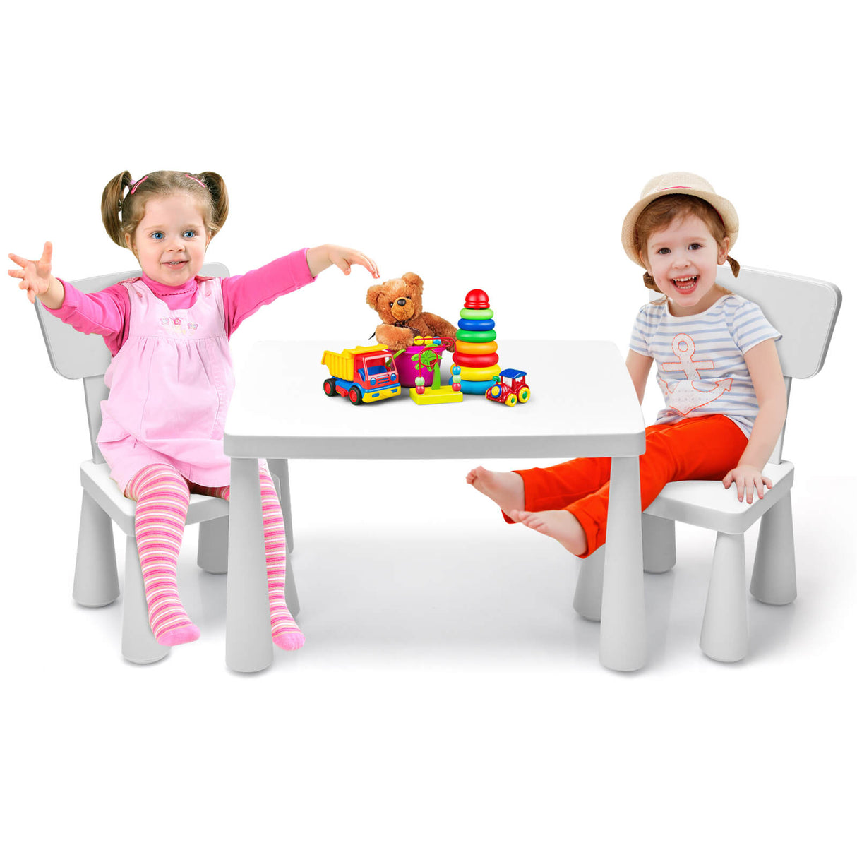 3 Pieces Toddler Multi Activity Play Dining Study Kids Table and Chair Set