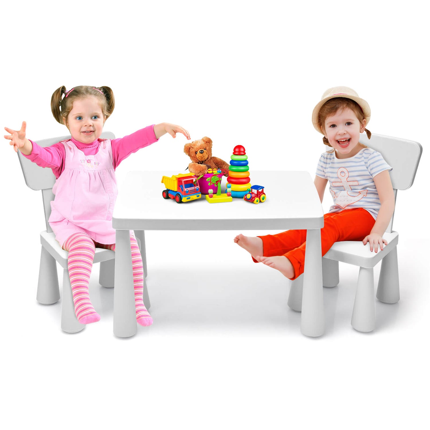 3 Pieces Toddler Multi Activity Play Dining Study Kids Table and Chair Set