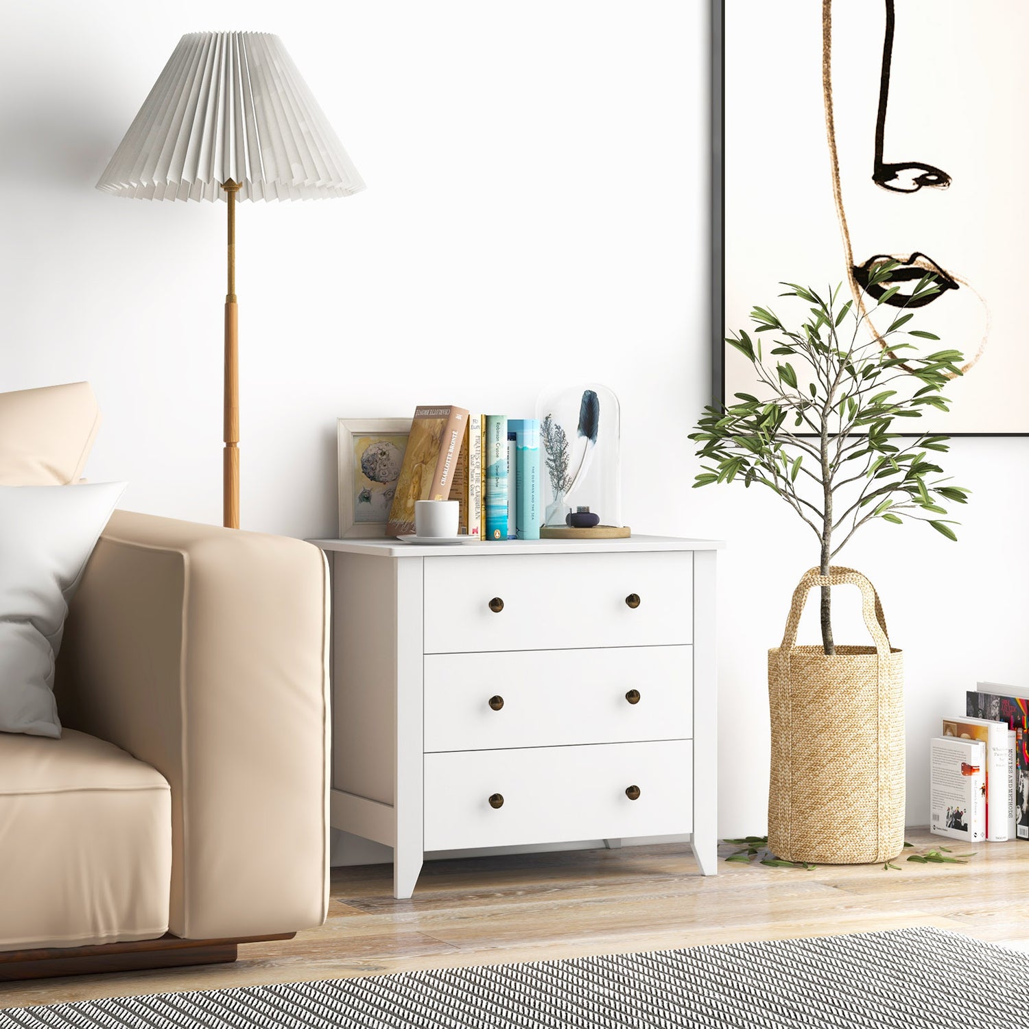 3 Drawer Dresser Chest of Drawers Bedside Table