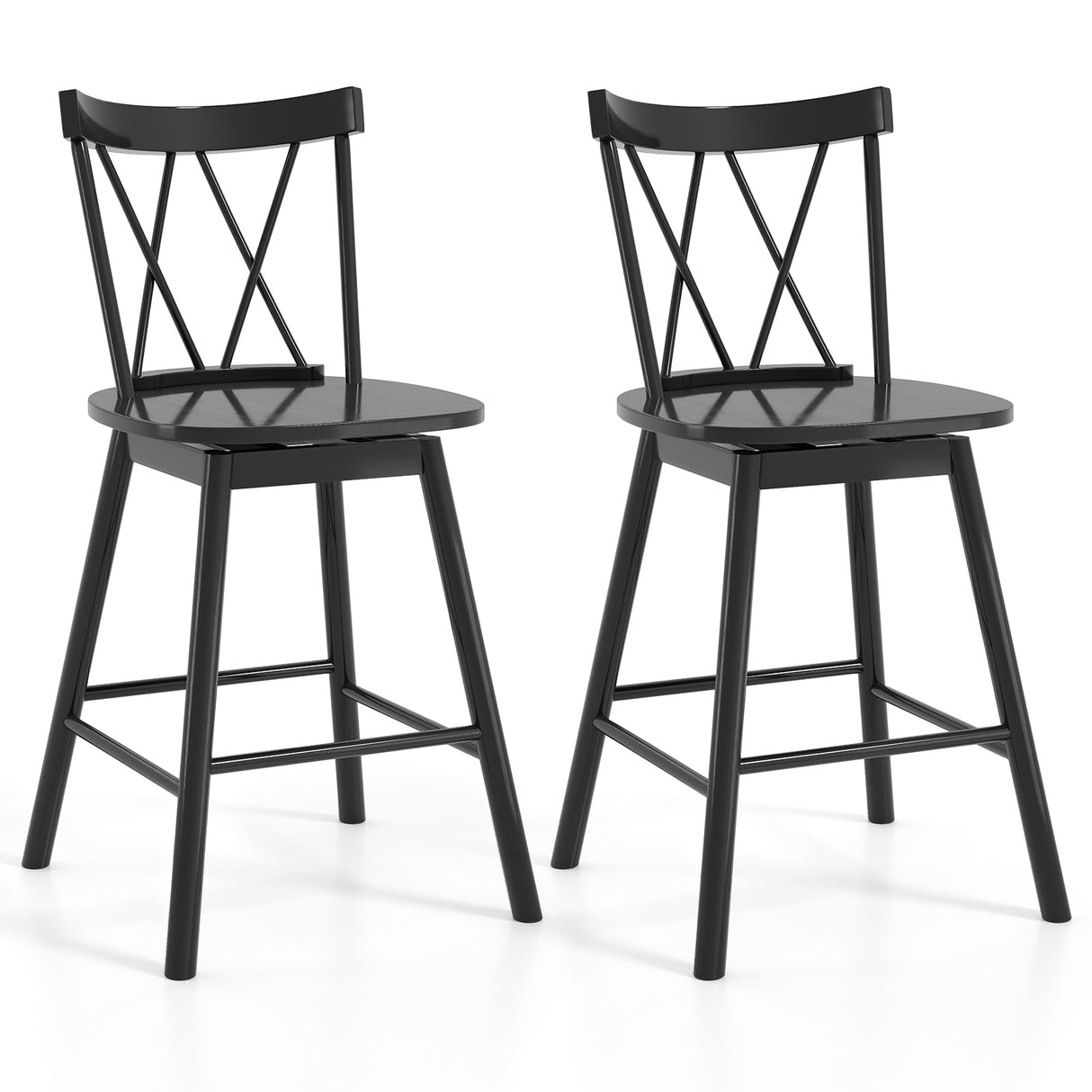 Set of 2 Windsor Bar Stool with Ergonomic Backrest and Footrests