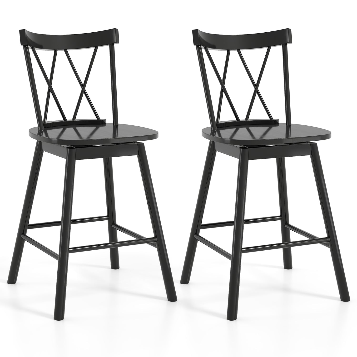Set of 2 Windsor Bar Stool with Ergonomic Backrest and Footrests