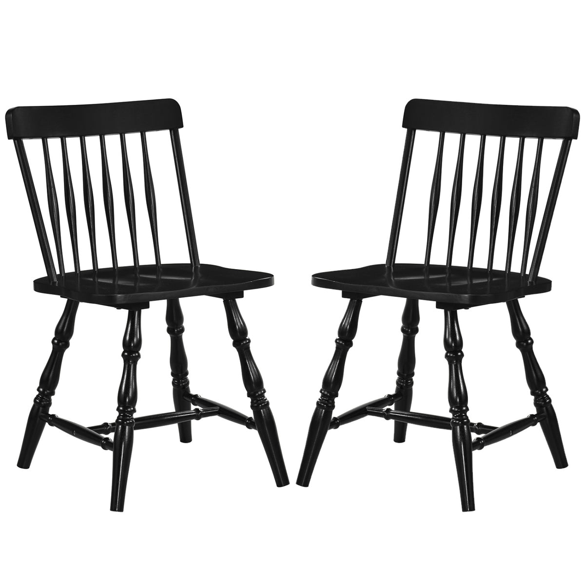 Windsor Dining Chairs Set of 2 with Curved Spindle Back