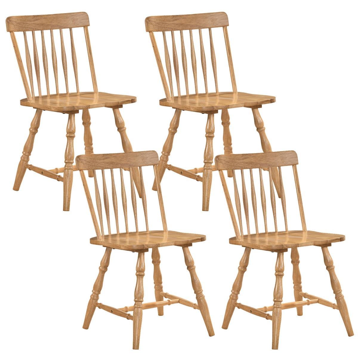 Windsor Dining Chairs Set of 4 with Curved Spindle Back