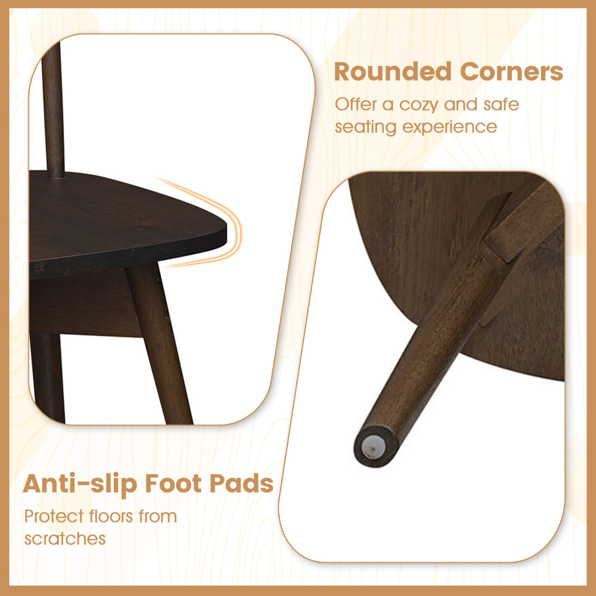 Windsor Dining Chairs Set of 4 Mid Century Rubber Wood Kitchen Chairs with Swivel Seat