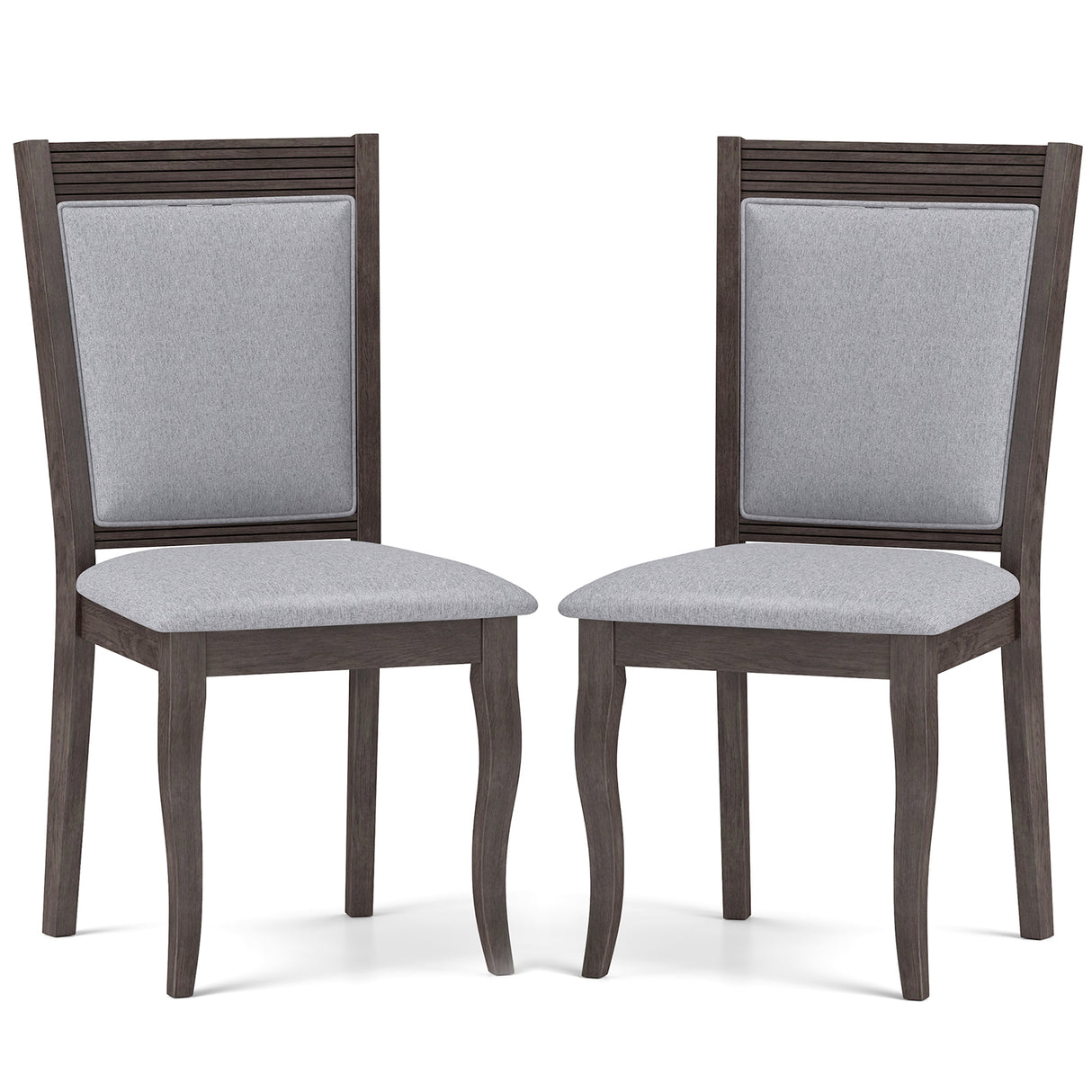 Wood Dining Chairs Set of 2 with Rubber Wood Frame and Padded Seat-Brown